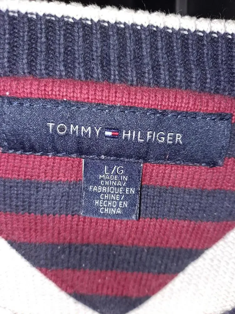 Tommy Hilfiger Y2K White Crew‎ Neck Knit Sweater Size Large